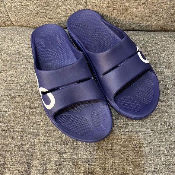 OOFOS Navy Blue Slide Sandals Men Size 11